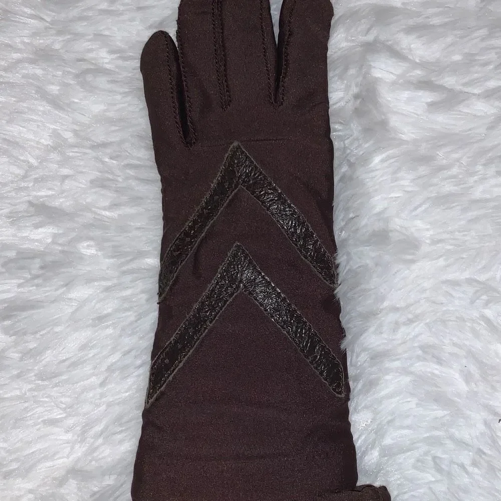 Vintage ARIS Brown Stretch Gloves One Size‎